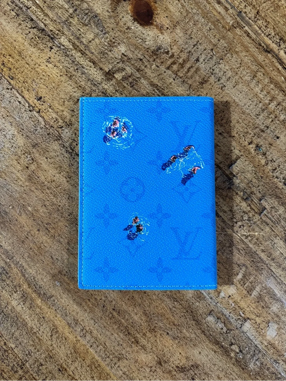 Louis Vuitton Bright Blue Monogram Passport Cover with Nautical Motifs